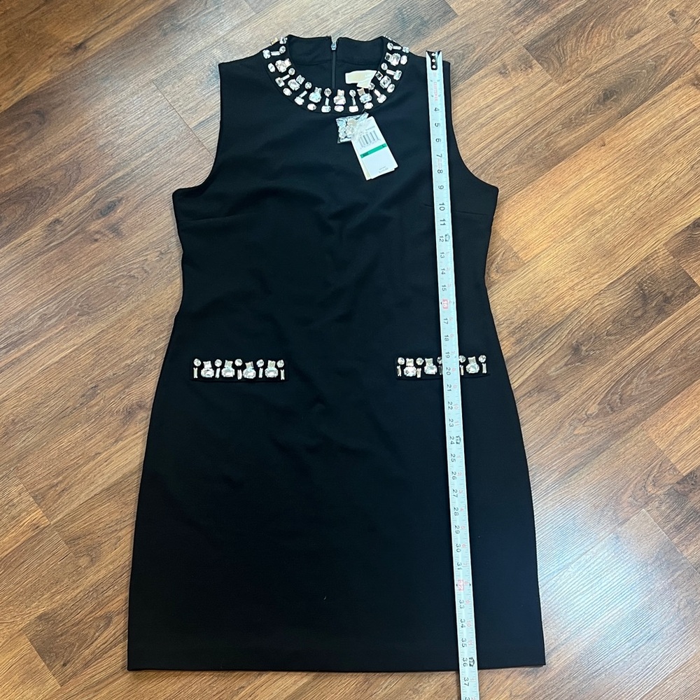 NWT - Michael Kors - Chic Black Sleeveless Dress with Jewel Accents - Picture 8 of 11